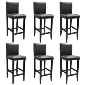 Bar Stool 6 pcs Black Faux Leather