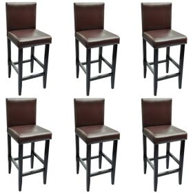 .Bar Stool 6 pcs Dark Brown Faux Leather