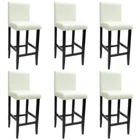 Bar Stool 6 pcs White Faux Leather