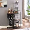 11 Bottle Wine Bakers Rack, 5 Tier Freestanding Wine Rack with Hanging Wine Glass Holder