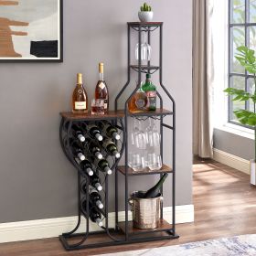 Rustic Wine Baker's Rack - 5-Tier, 11 Bottle Capacity