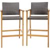 Set of 2 PE Wicker Patio Bar Chairs