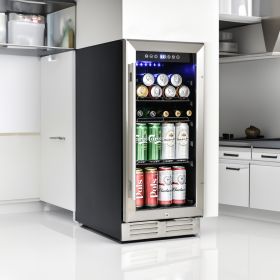 Premium 15-inch Mini Beverage Refrigerator / Wine Cooler - Built-in & Freestanding