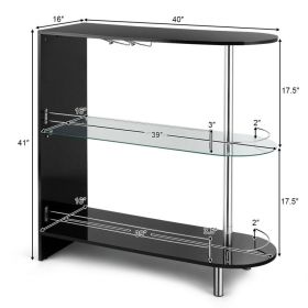 2-holder Bar Table with Tempered Glass Shelf