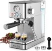 Espresso Machines, with Foaming Steam Wand, 1200W Stainless Steel Espresso Coffee Maker