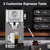 Espresso Machines, with Foaming Steam Wand, 1200W Stainless Steel Espresso Coffee Maker