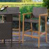 Set of 2 PE Wicker Patio Bar Chairs