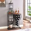 11 Bottle Wine Bakers Rack, 5 Tier Freestanding Wine Rack with Hanging Wine Glass Holder