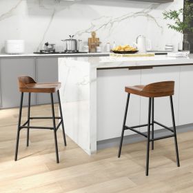 Set of 2, 29" Industrial Bar Stools with Low Back and Footrests