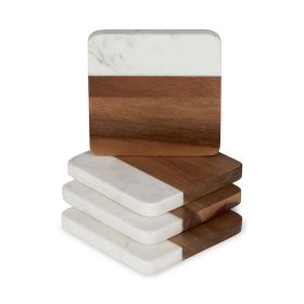 Marble & Acacia Coaster Set by Twine®