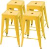 Set of 4 Yellow Metal 24-in Stacking Barstools