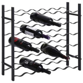 Industrial Black Iron Wine Rack - 36 Bottle