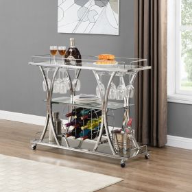 Rolling Bar Cart: 3-Tier Wine & Glass Storage