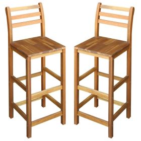 Set of 2 Acacia Wood Bar Chairs