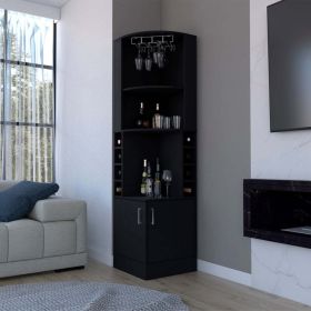 Atanasio Corner Bar Cabinet - Black Wengue Finish