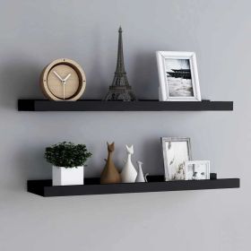 Set of 2 Black Wall Display Ledges - MDF