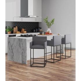 Manhattan Comfort Ambassador 42 in. Grey and Black Metal Barstool