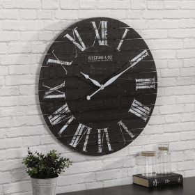 FirsTime & Co. Black Midnight Planks Wall Clock