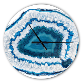 Designart 'Blue Agate Crystal' Metal Wall Clock (23")