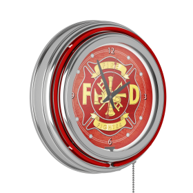 Fire Fighter 14 Inch Neon Wall Clock