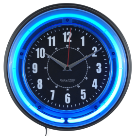 11" Sterling and Noble Vibrant Blue Neon Wall Clock