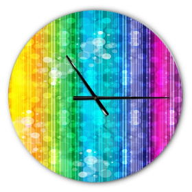 Designart 'Rainbow Effects Illustration ' Modern wall clock 23" x 23"