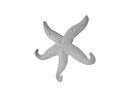 Rustic Whitewashed Cast Iron Wall Mounted Decorative Metal Starfish Triple Hook 8""