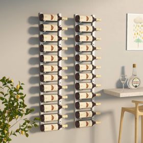 White Iron Wall Mounted Wine Rack for 12 Bottles - 2 pcs