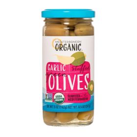 Mediterranean Organic Garlic Stuffed Green Olives  - Case Of 12 - 8.5 Oz