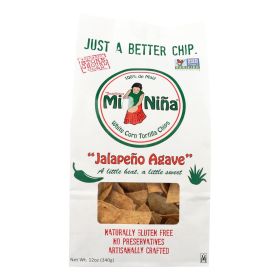 Mi Nina's White Corn Tortilla Chips With Jalapeno Aguave - Case Of 9 - 12 Oz