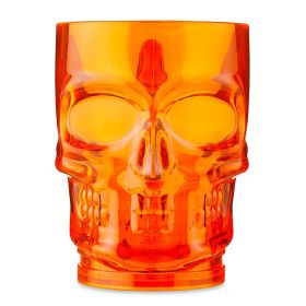 19 oz Orange Plastic Skull Beer Mug - Perfect Halloween Partyware for Celebrations