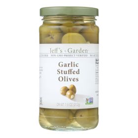 Jeff's Natural Garlic Stuffed Olives -  Case Of 6 - 7.5 Oz.