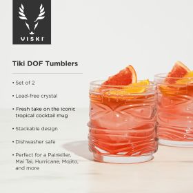 Elegant Viski® Pacific Crystal Tiki Lowball Tumblers for Tropical Beverages