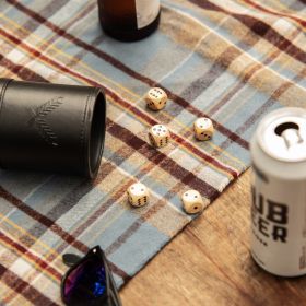 Wood Dice & Faux Leather Dice Cup Drinking Game Set – Classic Bar Fun