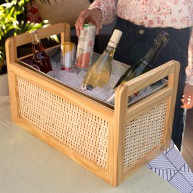 Rattan & Wood Beverage Tub by Twine Living