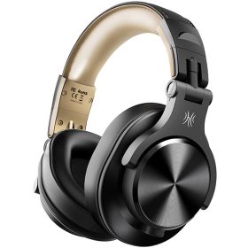 A70 Bluetooth 5.2 Headphones Stereo  Professional Recording Studio Monitor DJ Headphones (Color: Black Gold, Ships From: China)